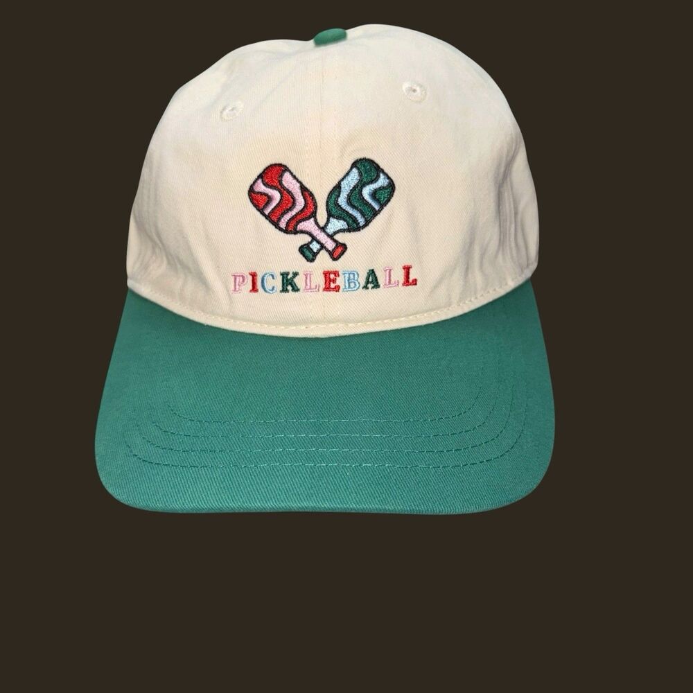 Frasier Sterling Sport Pickleball Embroidered Baseball Cap Cream Teal NWT